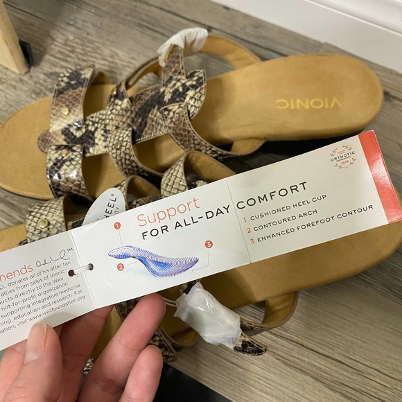Vionic Radia Sandal wedge adjustable slip on slide snake comfort ortho 12 - Picture 5 of 8